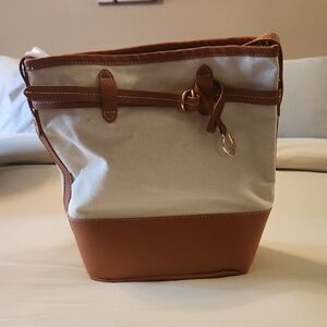 Stylish Tan and Cream Tote Bag